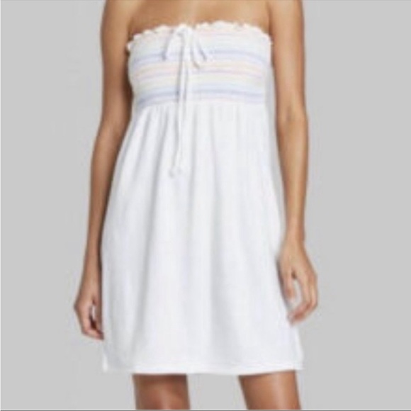 Wild Fable Women’s White Smocked Terry Cloth Dress XL NEW - Picture 2 of 4